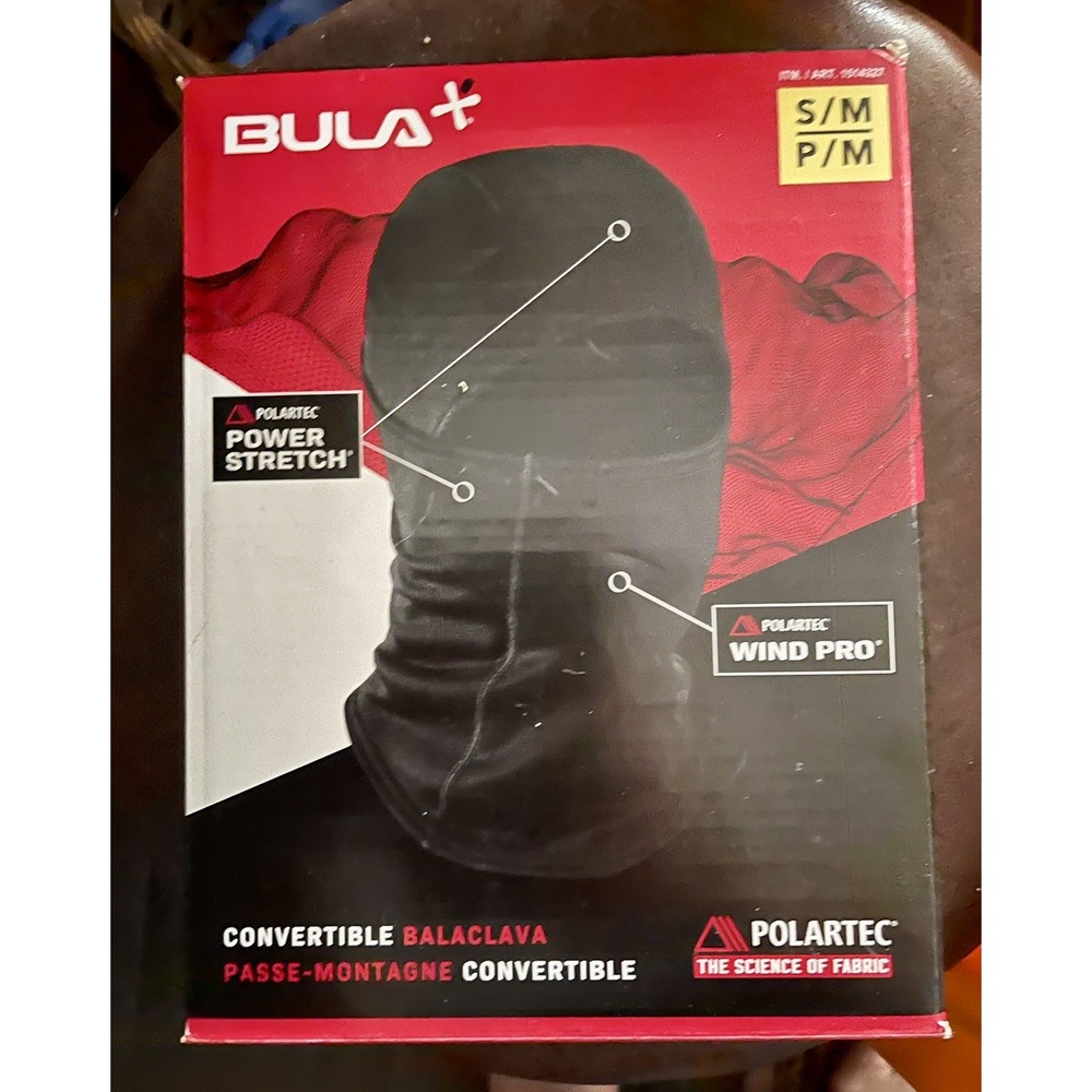 Bula Polartec Fleece Power Stretch Wind Pro Balaclava Black S/M New In Box